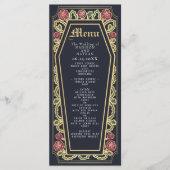 Gothic Coffin Rose Blue Wedding Menu Menükarte (Vorderseite)