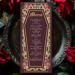 Gothic Coffin Rose Red Wedding Menu Menükarte