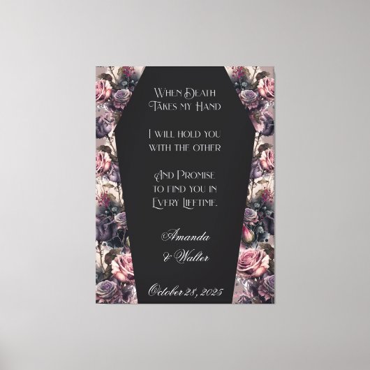 Gothic Coffin Rose Wedding Sign Leinwanddruck (Vorderseite)