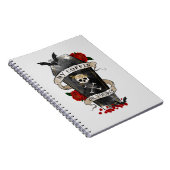 Gothic Coffin & Skull mit Rote Rose Notizblock (Rechte Seite)