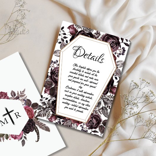 Gothic Coffin Wedding Details Umschließkarte Einladung