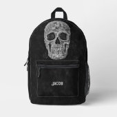 Gothic Cool Black and White Skull Bedruckter Rucksack (Vorderseite)