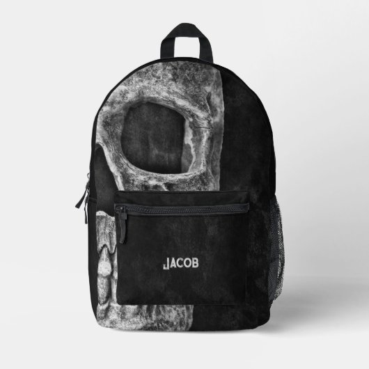Gothic Cool Black and White Skull Bedruckter Rucksack (Vorderseite)