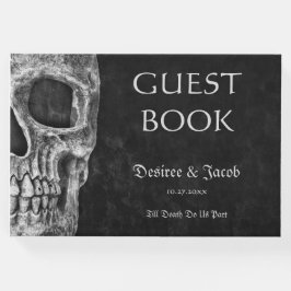 Gothic Cool Half Skull Black and White Grunge Gästebuch