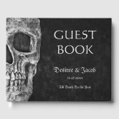 Gothic Cool Half Skull Black and White Grunge Gästebuch (Vorderseite)