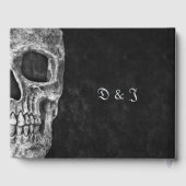 Gothic Cool Half Skull Black and White Grunge Gästebuch (Rückseite)
