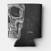Gothic Cool Half Skull Kopf Schwarz-Weiß-Grunge Dosenkühler (Vorderseite)