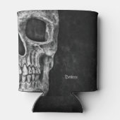 Gothic Cool Half Skull Kopf Schwarz-Weiß-Grunge Dosenkühler (Rückseite)