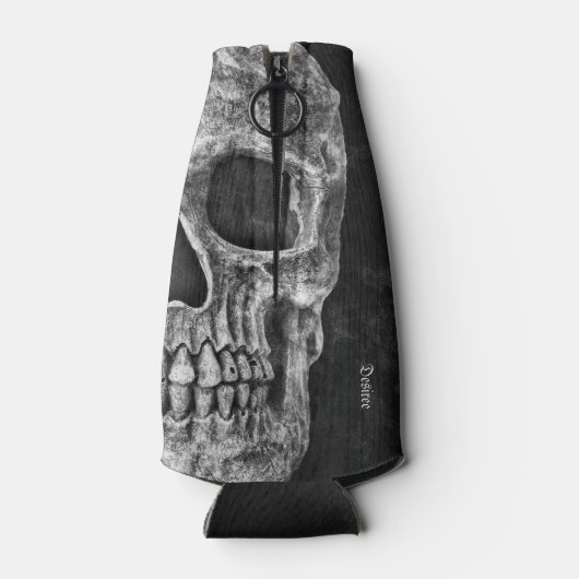 Gothic Cool Half Skull Kopf Schwarz-Weiß-Grunge Flaschenkühler (Rückseite)
