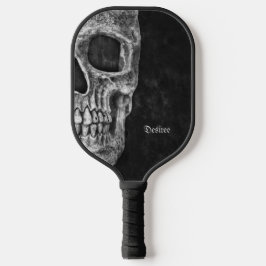 Gothic Cool Half Skull Kopf Schwarz-Weiß-Grunge Pickleball Schläger