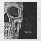 Gothic Cool Half Skull Kopf Schwarz-Weiß-Grunge Weinetikett (Einzelnes Label)