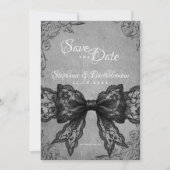 Gothic Coquette Black Lace Bow Photo Save The Date (Vorderseite)