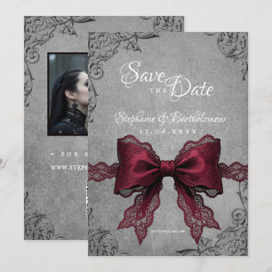 Gothic Coquette Burgunder Schleife Foto Save The D Date