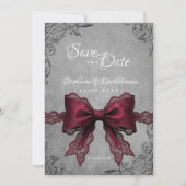 Gothic Coquette Burgundy Bow Photo Save The Date (Vorderseite)