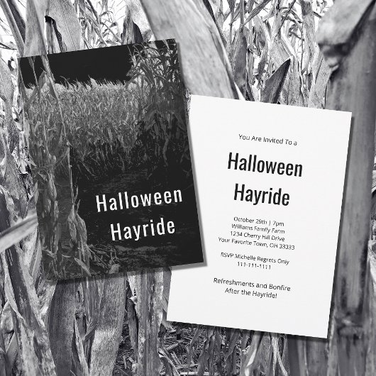 Gothic Cornfield Halloween Hayride Party Einladung