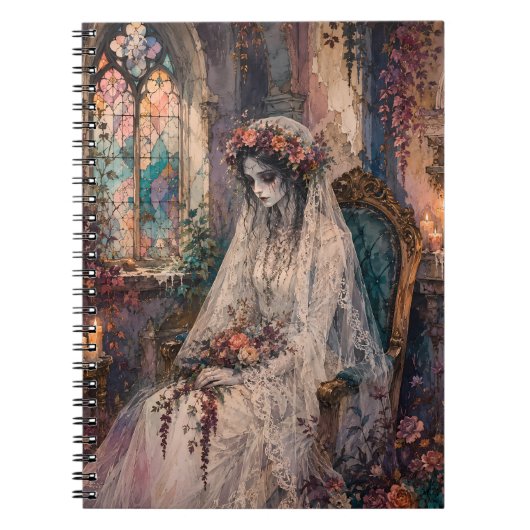 Gothic Corpse Bride Buntglas Whimsigoth Kunst Notizblock (Vorderseite)