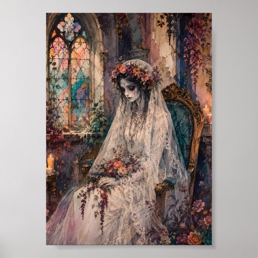 Gothic Corpse Bride Buntglas Whimsigoth Kunst Poster (Vorne)