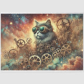 Gothic Cosmic Steampunk Cat Dream Decoupage Seidenpapier (Vorderseite)