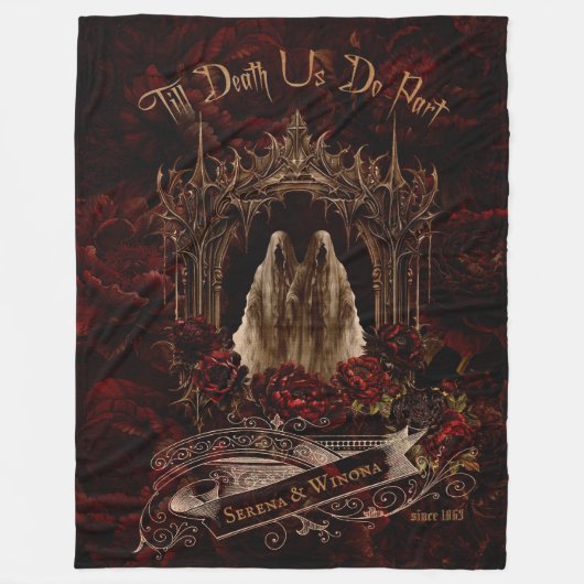 Gothic Couple Dark Blume Fleecedecke (Vorderseite)