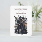 Gothic Couple Dark Western Save The Date (Stehend Vorderseite)