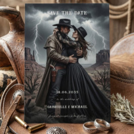 Gothic Couple Dark Western Save The Date