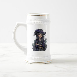 Gothic Cowgirl Blumen Western Art Bierglas