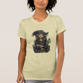 Gothic Cowgirl Floral Western Art T-Shirt