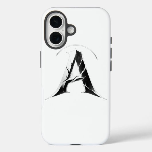 Gothic Cracked Initial A Phone Case - Dark Minimal (Rückseite)