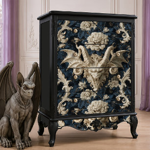 Gothic Cream Navy Barock Gargoyl gehörnter Dämon Seidenpapier