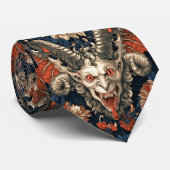 Gothic Cream und Navy Barock-Hörnerdämon Krawatte (Gerollt)