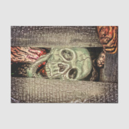 Gothic Creepy Green Skull Head Seidenpapier