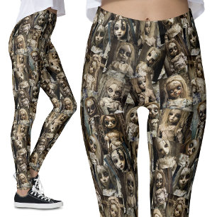 Gothic Creepy Spuk Doll Halloween-Kostüm Leggings