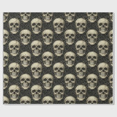 Gothic Creme-Totenkopf-Rissmuster Geschenkpapier (Flach)