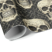 Gothic Creme-Totenkopf-Rissmuster Geschenkpapier (Rolleneckpunkt)