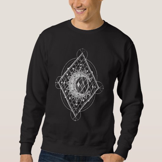 Gothic Crescent Moon Sacred Geometry Pagan Occult Sweatshirt (Vorderseite)