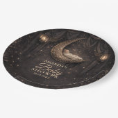 Gothic Crescent Moon Stars Baby Shower Pappteller (Schrägansicht)