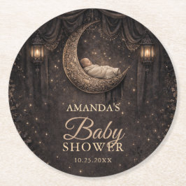 Gothic Crescent Moon Stars Baby Shower Runder Pappuntersetzer
