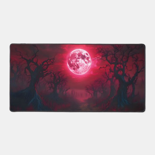 Gothic Crimson Moon Desk Mat - Dark Fantasy Horror Schreibtischunterlage (Vorderseite)