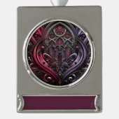 Gothic Crimson Rose Banner Ornament (Vorderseite)