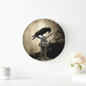 Gothic Cross and Crow Große Wanduhr (Zuhause)