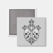 Gothic Cross and Skulls Magnet (Vorderseite/Rückseite)