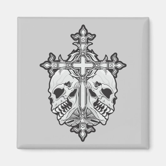 Gothic Cross and Skulls Magnet (Vorne)
