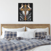 Gothic Cross mit den Händen Leinwanddruck (Insitu (Schlafzimmer))