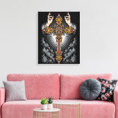 Gothic Cross mit den Händen Leinwanddruck (Insitu (Wohnzimmer))