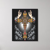 Gothic Cross mit den Händen Leinwanddruck (Vorderseite)