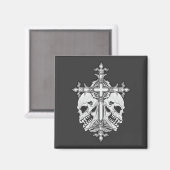 Gothic Cross mit Skulls Magnet (Vorderseite/Rückseite)