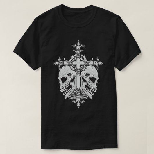 Gothic Cross mit Skulls T-Shirt (Design vorne)
