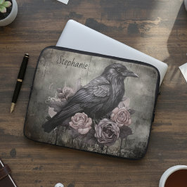 Gothic Crow Dark Academia Floral Laptopschutzhülle