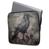 Gothic Crow Dark Academia Floral Laptopschutzhülle (Vorderseite Links)