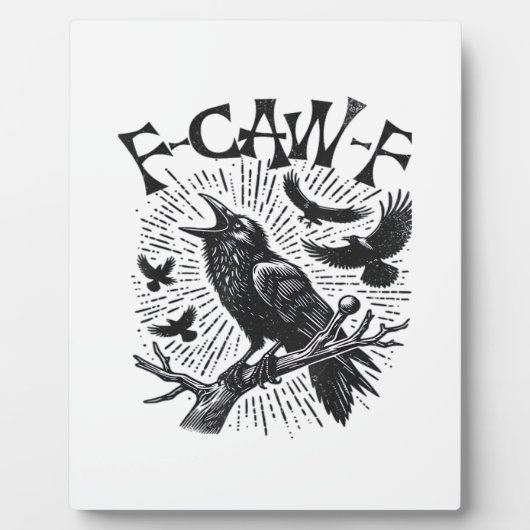 Gothic Crow F-Caw-F Humor Funny Essential Retro Cl Fotoplatte (Vorderseite)